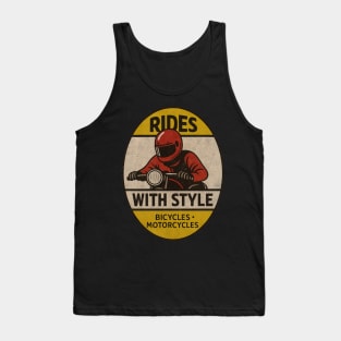 Rides With Style – Vintage Motorcycle & Bicycle Biker Design Tank Top